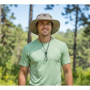 MISSION Cooling Bucket Hat OS Khaki Beige Safari Sun Cap UPF 50 HydroActive‎ EUC